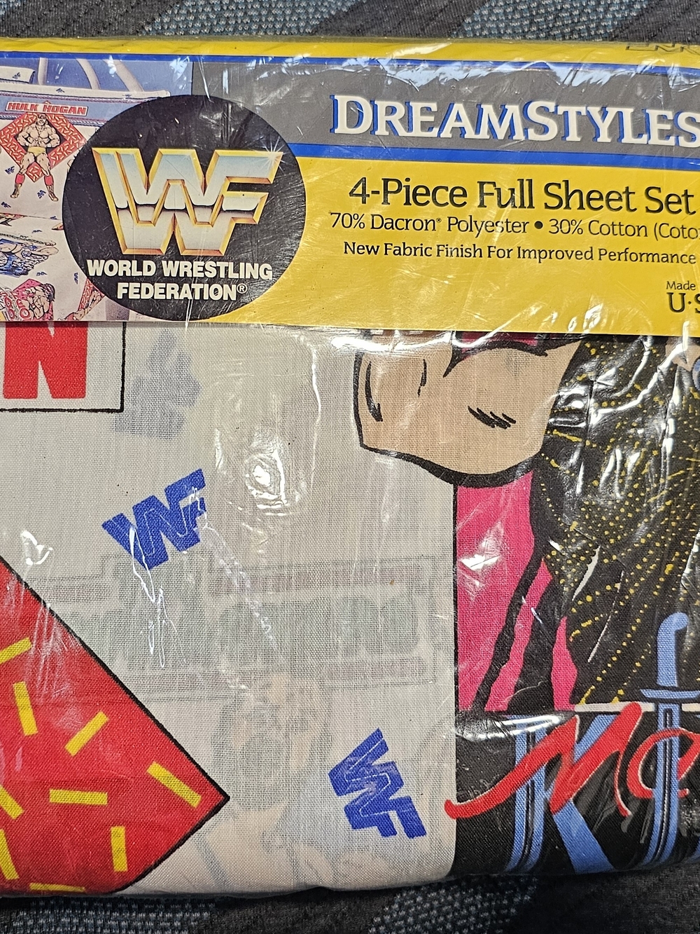 DREAMSTYLES WWF 4 Piece Full Sheet Set 1991 New Sealed